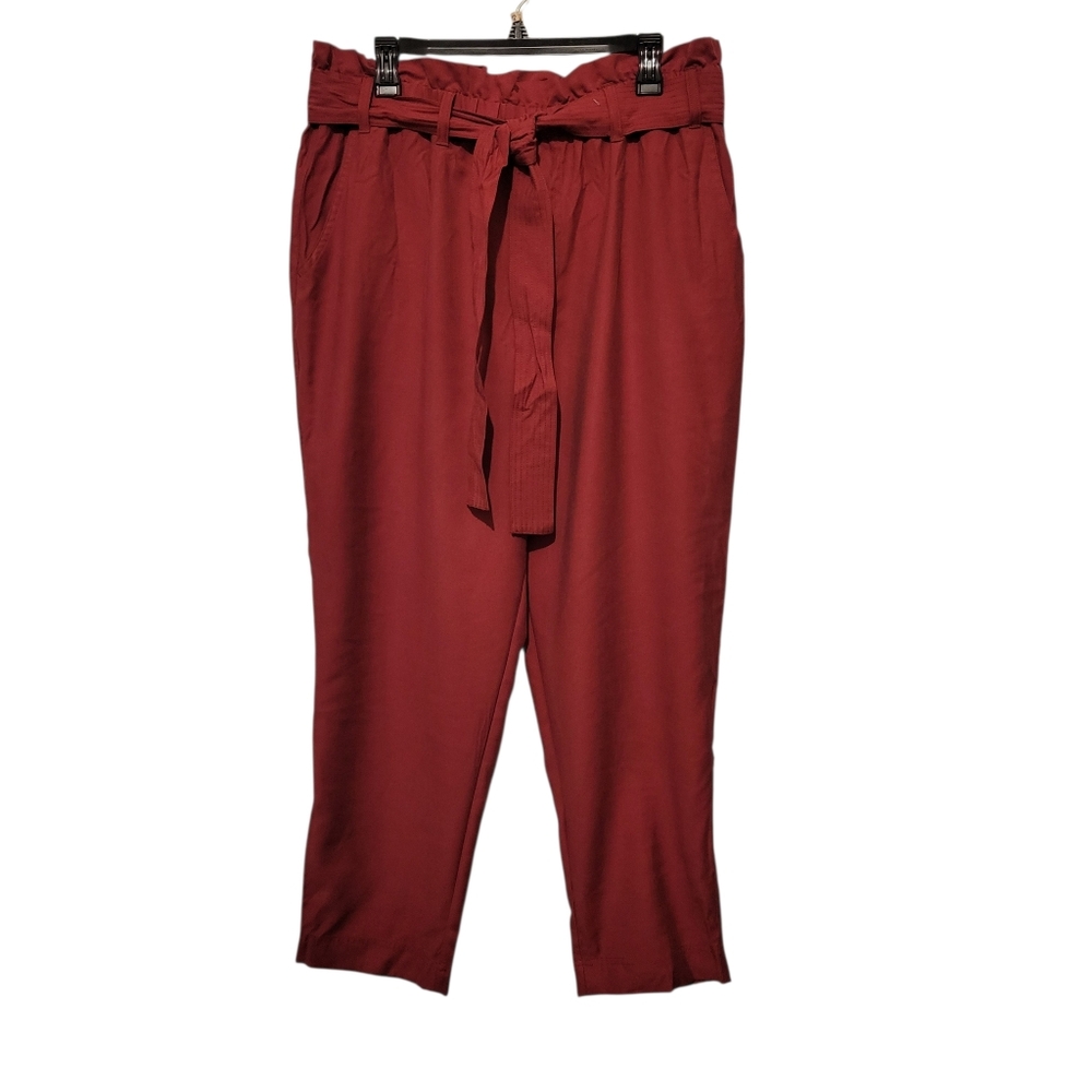 A New Day Dusty Red/Pink Colored Paper Bag Style Pants -NWOT - Picture 3 of 4